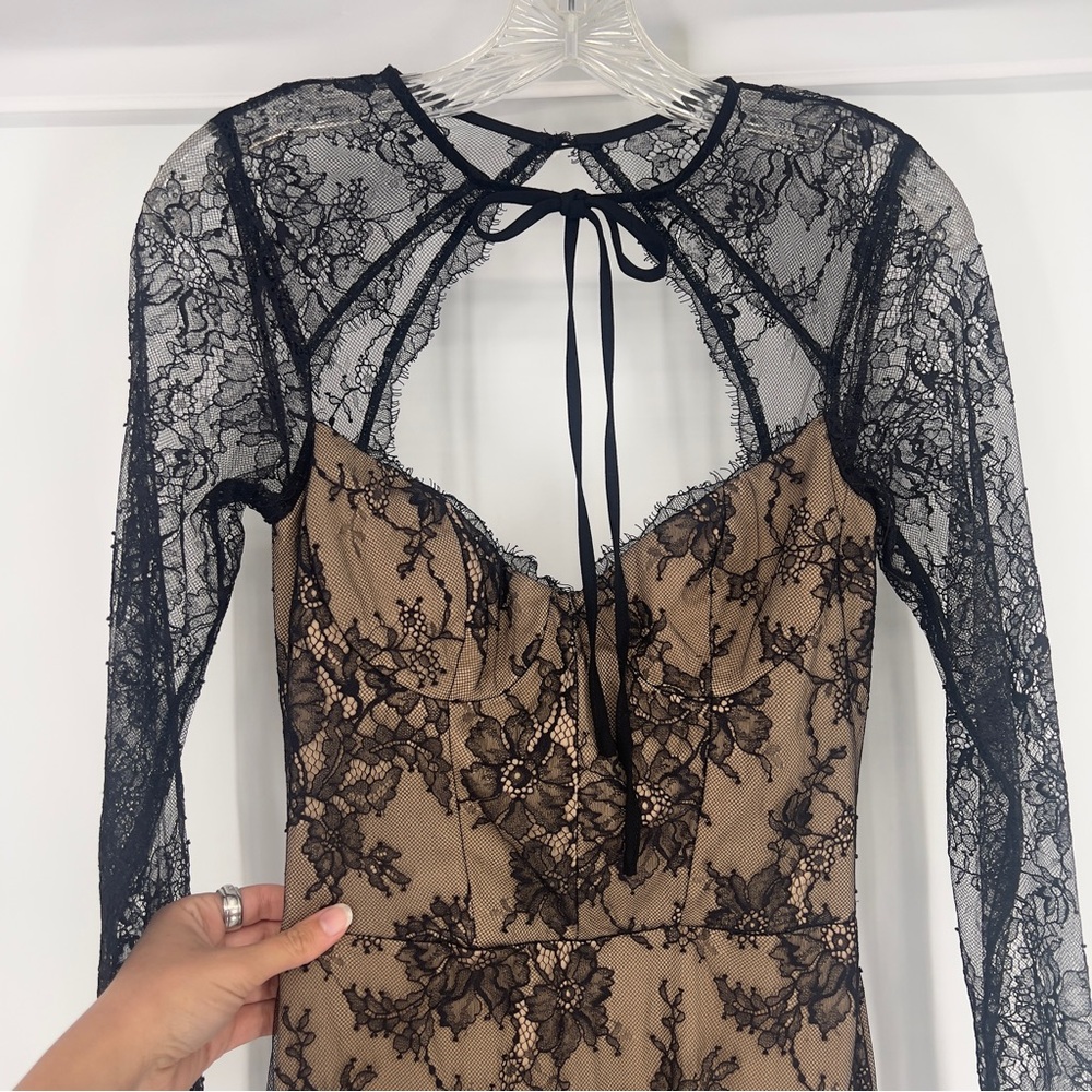 Katie May Los Angeles Persia Black Lace Sweetheart Long Sleeve Formal Maxi Dress - Picture 5 of 10